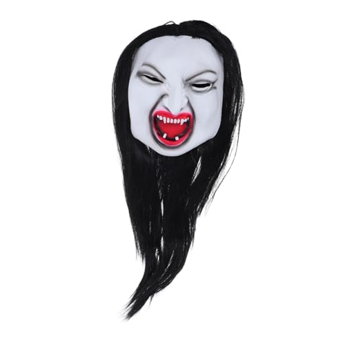 Hohopeti Creepy Face Mask für Erwachsene Halloween Party Maske mit Langem Haar Realistische Gruselige Frau mit Detailliertem Kopfputz Vielseitig für Kostümpartys Theater und Halloween Hohopeti Creepy Face Mask für Erwachsene Halloween Party Maske mit Langem Haar Realistische Gruselige Frau mit Detailliertem Kopfputz Vielseitig für Kostümpartys Theater und Halloween von Hohopeti