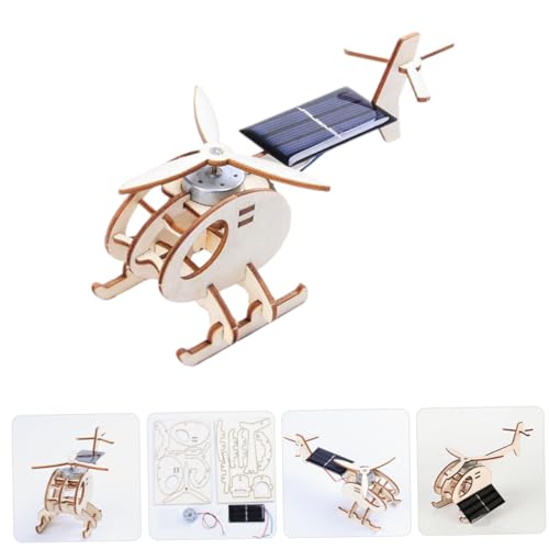 Hohopeti DIY Solar Hubschrauber Modellspielzeug für Holz Bausatz mit Wissenschaftliches Lernspielzeug für Jungen und Mädchen von Neugier und Geschicklichkeit von Hohopeti