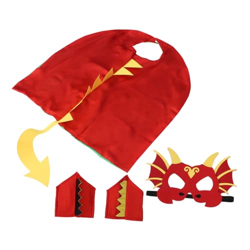 Hohopeti Dinosaurier Kostüm mit Cape und Maske Leichter Umhang für Fasching Karneval Bühnenauftritte und Cosplay Geeignet für Jungen und Mädchen Performance Kostüm von Hohopeti