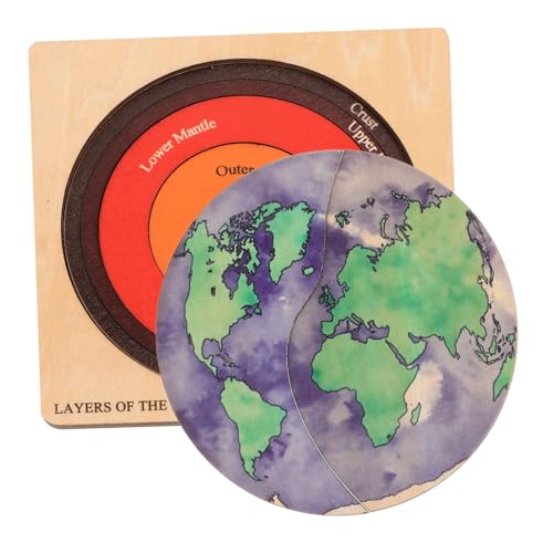 Hohopeti Erdschichten Puzzle Holzmodell Lernspielzeug Pädagogisch Nahtloses Design Fördert Geographieverständnis und Soziales von Hohopeti