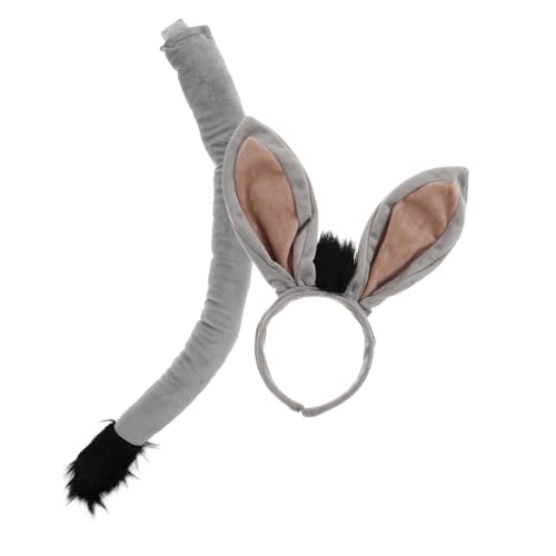 Hohopeti Tierhaarreifen-set Cosplay-kopfbedeckung Eselschwanz Hundeohren Stirnband Party-haar-accessoires Zootierkostüme von Hohopeti