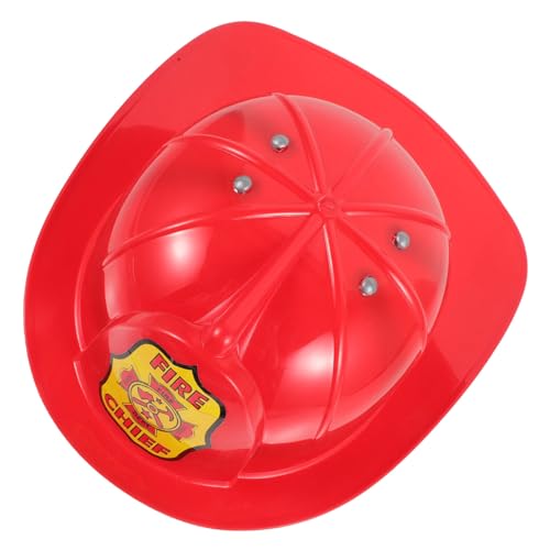 Hohopeti Feuerwehrhelm Feuerwehrmann Kostüm Zubehör für Jungen und Mädchen Cosplay Mütze für Geburtstagsfeiern und Halloween Plastik Feuerwehrhut Einheitsgröße von Hohopeti