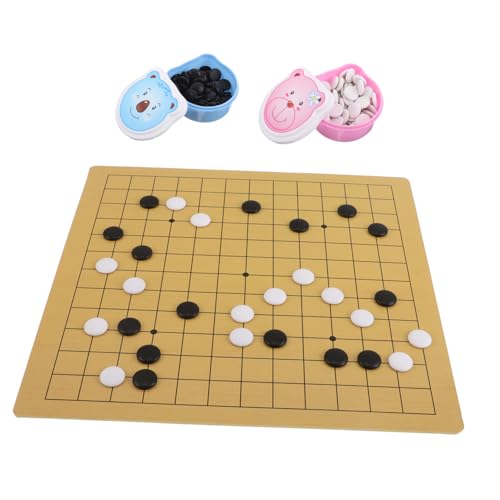Hohopeti Go Spielset mit Doppelseitigem Brett Leichter Tragbarer Cartoon Bär Koffer Pädagogisches Strategiespiel für Anfänger Familienfreundliches Reiseschachspiel von Hohopeti
