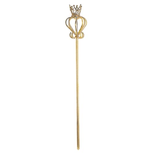 Hohopeti Goldener Kronenzepter Zauberstab für Kunststoff Party Dekoration Eleganter Prinzessin Gehstock Wiederverwendbar Luxuriöses Accessoire für Mädchenkostüm und Auftritte von Hohopeti
