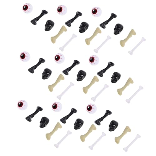 Hohopeti Halloween Deko mit Realistischen Kunststoff-Augen Schädeln in Rot Weiß und Schwarz Langlebige Skelettknochen Ornamente für Gruselige Party Tischdekoration von Hohopeti