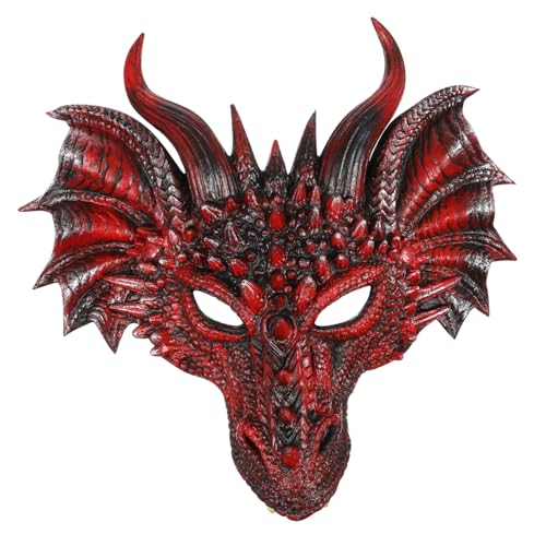 Hohopeti Halloween Drachen Halbgesichtsmaske Schwarz Rot Cosplay Maske Für Erwachsene Karneval Maskerade Party Kostüm Zubehör Für Tanzshow Und Fasching Hohopeti Halloween Drachen Halbgesichtsmaske Schwarz Rot Cosplay Maske Für Erwachsene Karneval Maskerade Party Kostüm Zubehör Für Tanzshow Und Fasching von Hohopeti