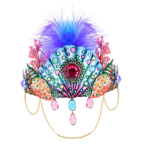 Hohopeti Halloween Haarschmuck Damen Elastisches Haarband Krone mit Muschel und Federn für Party und Fotografie Accessoire Hohopeti Halloween Haarschmuck Damen Elastisches Haarband Krone mit Muschel und Federn für Party und Fotografie Accessoire von Hohopeti