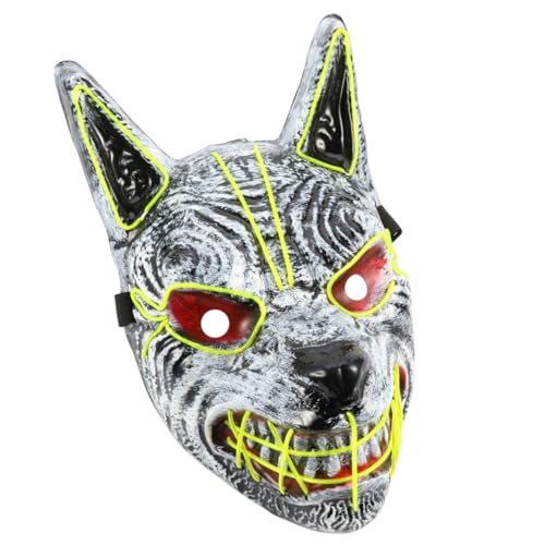 Hohopeti Halloween LED Wolfskopf Maske Leuchtende Horror Maske für Halloween Party Erwachsene Unisex Gruselige Vollgesichtsmaske ohne Batterie Langlebiges Material Sichtbar bei Nacht Hohopeti Halloween LED Wolfskopf Maske Leuchtende Horror Maske für Halloween Party Erwachsene Unisex Gruselige Vollgesichtsmaske ohne Batterie Langlebiges Material Sichtbar bei Nacht von Hohopeti