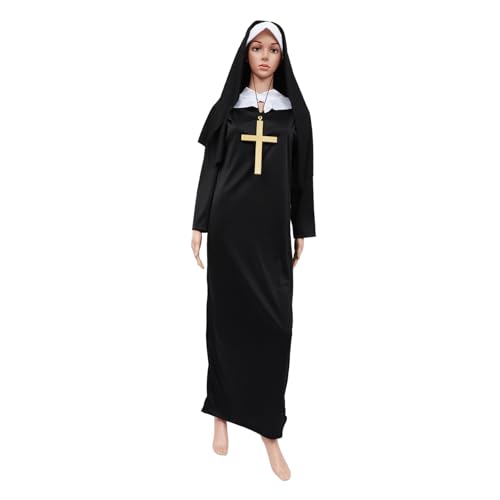 Hohopeti Halloween Priesterkostüm Herren mit Kapuze Lang Umhang Erwachsene Cosplay Kostüm für Party und Fasching in Einheitsgröße Langlebig und von Hohopeti