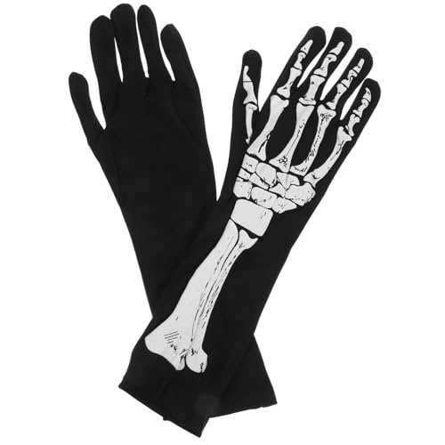 Hohopeti Halloween Skelett Handschuhe Atmungsaktive Bequeme Cosplay Handschuhe mit Skelettmuster Leicht Auszuziehen für Halloween Party und Kostümierungen von Hohopeti