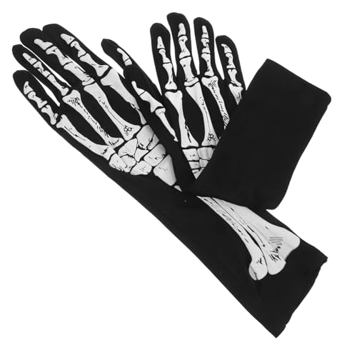 Hohopeti Halloween Skelett Handschuhe Langarm Gruselige Cosplay Handschuhe Vollfinger Weißes Skelett Design Komfortabel Atmungsaktiv Für Halloween Party Kostüm Zubehör von Hohopeti