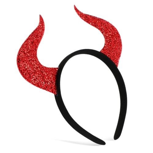 Hohopeti Halloween Stirnband Teufelshörner Cosplay Kopfband aus Weichem Langlebigem Stoff für Erwachsene Verstellbar Vielseitiges Haaraccessoire für Party und Kostüm von Hohopeti