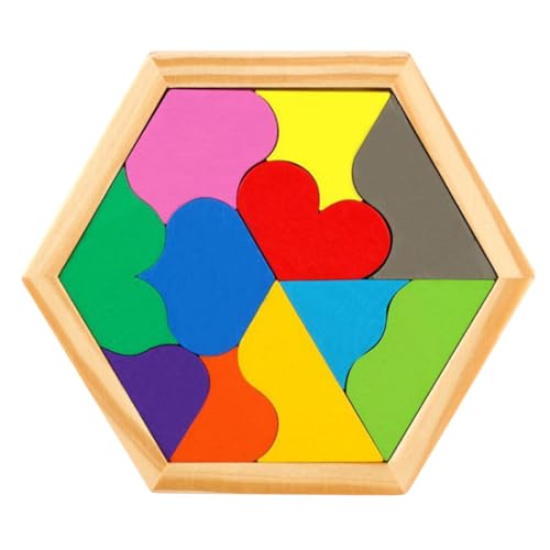 Hohopeti Herzförmiges Holzpuzzle für Ab Jahren Pädagogisches Sechseckiges Denkspielzeug mit Bunten Formen Fördert Kreativität Geduld und Logisches Denken durch Interaktives Eltern Junge von Hohopeti