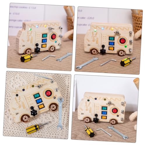 Hohopeti Holz Busy Board für Kleinkinder Pädagogisches Motorikspielzeug mit Roter und Grünem Licht Fördert Feinmotorik Hand Auge Koordination und Verkehrsregelnlernen Sicher und Langlebig von Hohopeti