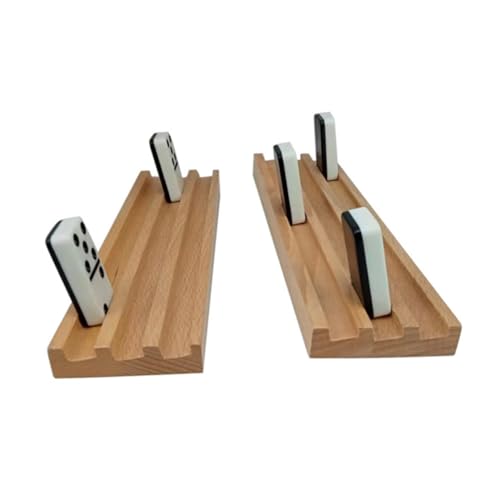 Hohopeti Holz Domino Rack mit Rutschfester Basis Stabiles Display Tablett aus Natürlichem Kiefernholz für Domino Steine und Karten Praktischer Organizer für Brettspiele Langlebig und von Hohopeti