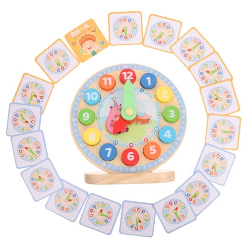 Hohopeti Holz Lernuhr Lernspielzeug Bunte Zahlenerkennung Pädagogische Uhr für Kleinkinder Logisches Denken und Kommunikation aus Sicherem Holz Leicht und Praktisch von Hohopeti
