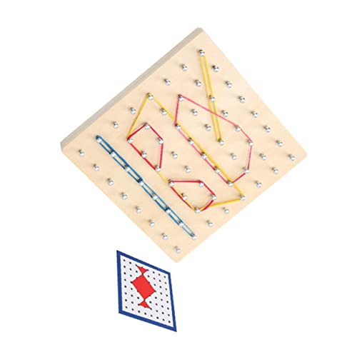 Hohopeti Holz Nagelbrett Lernspielzeug Geoboard Mathe Lernhilfe Kreatives Montessori Werkzeug Fördert Feinmotorik und Räumliches mit Elastischen Gummibändern von Hohopeti