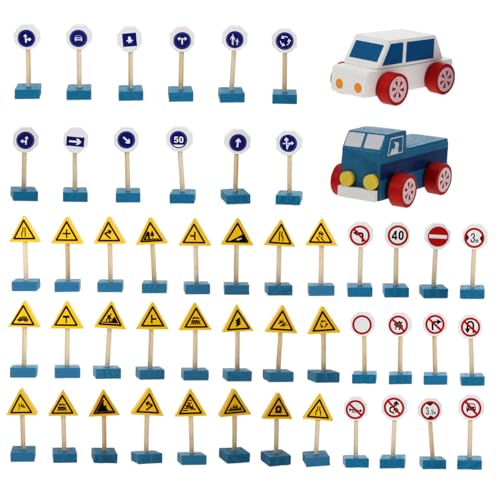 Hohopeti Holz Verkehrsschilder für Kindergarten Realistische Simulation Handliche DIY Straßensperren Fördert Augen Hand koordination Sicher und Langlebig Buntes Lernspielzeug von Hohopeti