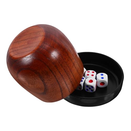 Hohopeti Holz Würfelbecher Set mit Kleinen Würfeln Robust Ecken Großer Würfelhalter für Brettspiele Kompakt Leicht für Zuhause Bar und Reisen Praktisches Spiel Zubehör von Hohopeti