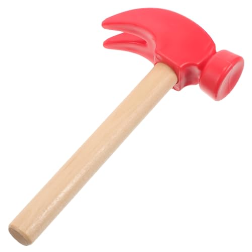 Hohopeti Holzhammer Rotes Kopfdesign Simulierter Kleiner Hammer für Jungen Mädchen Lernspielzeug und Hand Augen Koordination Robustes Naturholz Sicher und Langlebig von Hohopeti