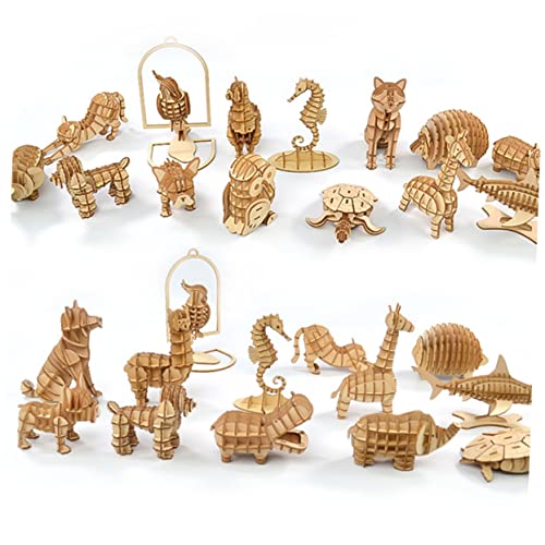 Hohopeti Holzpuzzle Flamingo Puzzle DIY Handgefertigt Holzmodell Lernspielzeug für Mädchen Jungen Holzpuzzles für Holzbausatz Motorische Fähigkeiten Fördern von Hohopeti
