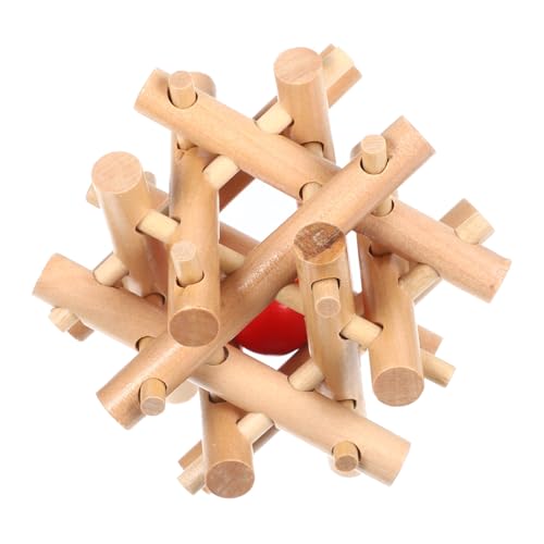Hohopeti Holzpuzzle mit Kugel im Inneren Pädagogisches Knobelspiel aus Natürlichem Holz Sicheres Intelligenzförderndes Lernspielzeug für Kognitiven Entwicklung und Familienspiel Zuhause von Hohopeti