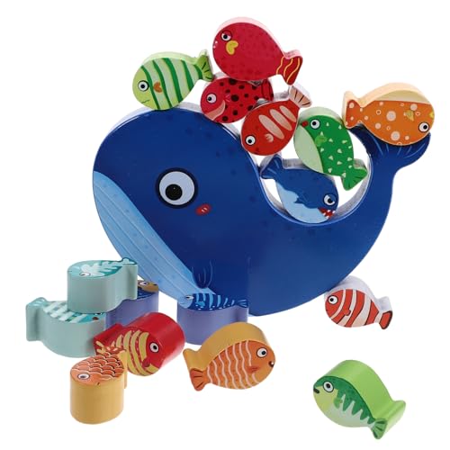 Hohopeti Holzspielzeug Balancespiel Meeres wal Stapelspiel für Kleinkinder Sicher Glatte Oberfläche Fördert Feinmotorik und Hand Auge koordination Pädagogisches Bauspielzeug für Jungen und von Hohopeti