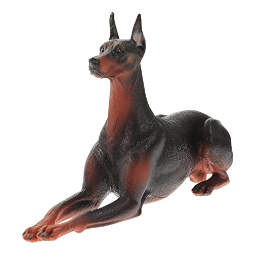 Hohopeti Hundfigur Modell Kunststoff Dobermann Dekoration für Detailreiche Hundefigur für Wohn und Büroschmuck Schwarz von Hohopeti