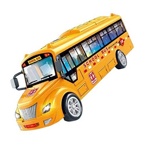 Hohopeti Inertial Schulbus mit Licht und Musik Robuster Kunststoff Gelb Realistische Nachbildung für Jungen und Mädchen Fördert Kreativität und Farbenlernen Langlebiges Fahrzeugmodell von Hohopeti