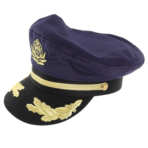 Hohopeti Kapitänsmütze Marineblau Gestickte Matrosenmütze Cosplay Kostümaccessoire Verstellbar Für Karneval Fasching Party Erwachsene Herren Damen von Hohopeti