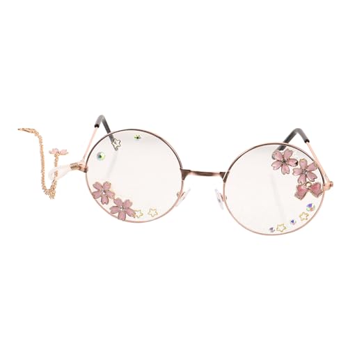 Hohopeti Kawaii Cosplay Brille Damen mit Kettenanhänger Rundrahmen Einzigartiges Accessoire für Festivals Partys Valentinstag Stilvolles Brillenzubehör Hohopeti Kawaii Cosplay Brille Damen mit Kettenanhänger Rundrahmen Einzigartiges Accessoire für Festivals Partys Valentinstag Stilvolles Brillenzubehör von Hohopeti