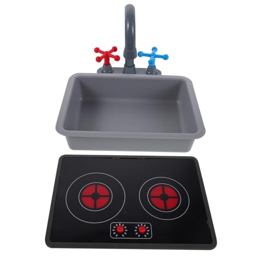 Hohopeti Kinderküche Spielset mit Wasserhahn Spüle und Induktionskochfeld Realistische Licht und Soundeffekte Umfassendes Küchenzubehör für Jungen und Mädchen Fördert Kreatives Rollenspiel von Hohopeti
