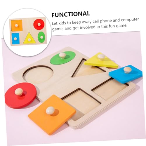 Hohopeti Kinderpuzzle Geometrische Formen für Vorschulkinder Holzbausteine Lernspielzeug zur Frühförderung Buntes Montessori Denkspiel für Jungen und Mädchen von Hohopeti
