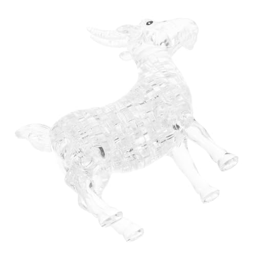 Hohopeti Kristall Puzzle Ziege Weiß Kreatives DIY Tierpuzzle Glasdekoration für Geburtstag und Wohnkabinett von Hohopeti