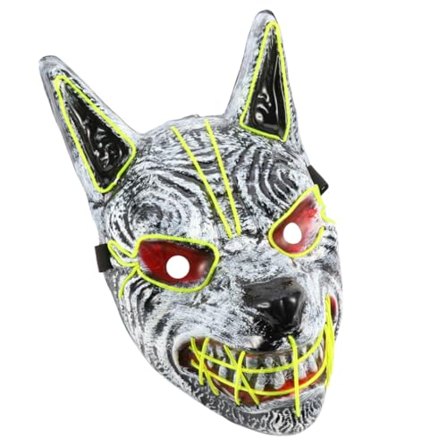 Hohopeti LED Halloween Maske Wolfskopf Gruselig Leuchtend Unisex Party Horror Maske für Erwachsene Langlebig Bequem Auffälliges Design für Starke Festtagsstimmung bei Nacht von Hohopeti