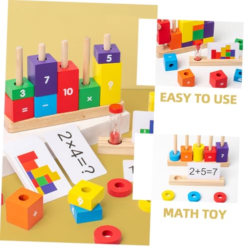 Hohopeti Lernspielzeug Holz Bausteine Mathematisches Rechnen Kinderförderung Vorschule Farbenfrohes Holzspielzeug Mathe Lernspielzeug für Vorschulkinder Feinmotorik von Hohopeti