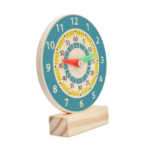 Hohopeti Lernuhr aus Holz Multifunktionales Lernspielzeug Farberkennung Pädagogisches Analog Uhrmodell für Vorschule und Frühkindliche von Hohopeti
