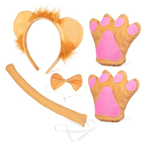 Hohopeti Löwenkostüm Set mit Haarreif Weichen Handschuhen und Schleife Leichtes Bequemes Tierkostüm für Erwachsene für Halloween Fasching Geburtstagsfeiern und Cosplay Hohopeti Löwenkostüm Set mit Haarreif Weichen Handschuhen und Schleife Leichtes Bequemes Tierkostüm für Erwachsene für Halloween Fasching Geburtstagsfeiern und Cosplay von Hohopeti