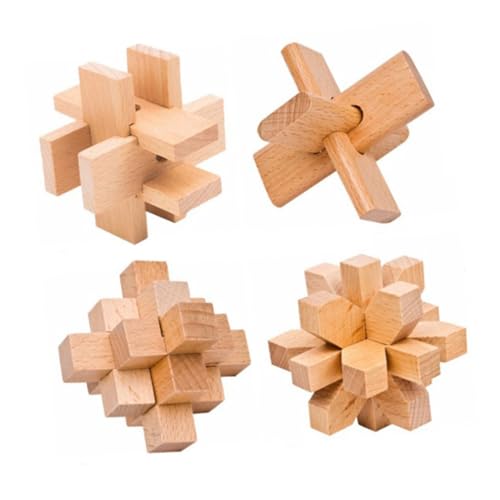 Hohopeti Lu Ban Holzpuzzle Intellektuelles Denkspiel für Ab Jahren Stressabbauendes Handkoordinationförderndes Knobelspiel Langlebiges Sicheres Holzspielzeug für Familien von Hohopeti