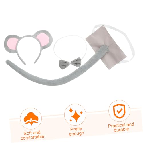 Hohopeti Mäuse kostüm Set mit Weichem Grauem Filzschwanz Süßer Ohr haarreif Fliege und Kreative Party Haarschmuck für Halloween Karneval Geburtstag Fasching und Cosplay Hohopeti Mäuse kostüm Set mit Weichem Grauem Filzschwanz Süßer Ohr haarreif Fliege und Kreative Party Haarschmuck für Halloween Karneval Geburtstag Fasching und Cosplay von Hohopeti