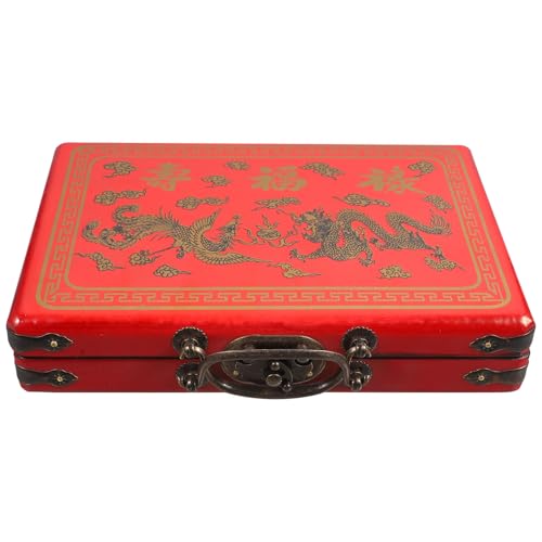 Hohopeti Mahjong Aufbewahrungsbox aus Holz im Retro Design Eleganter Mahjong Organizer für Spiel Vielseitig Einsetzbar und Stabil für Spieleabende und von Hohopeti