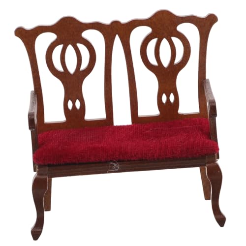 Hohopeti Maßstab Holz Plüsch Miniaturmöbel Europäischer Puppenhausstuhl Elegantes Design für Puppenhaus Wohnzimmer Sammler von Hohopeti