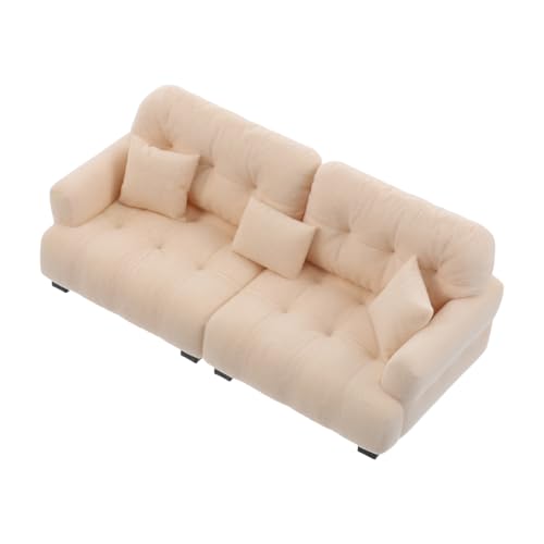 Hohopeti Maßstab Plüsch Couch Cremefarben Mini Möbel für Puppen Wohnzimmer Spiel Zubehör Hohopeti Maßstab Plüsch Couch Cremefarben Mini Möbel für Puppen Wohnzimmer Spiel Zubehör von Hohopeti