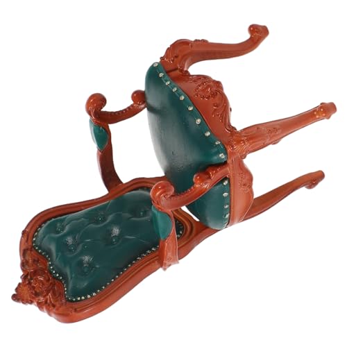 Hohopeti Maßstab Vintage Armlehnenstuhl Dunkelgrün Eleganter Miniaturstuhl Puppenmöbel Wohnzimmer Dekoration von Hohopeti