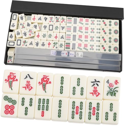 Hohopeti Mini Mahjong Set Tragbares Chinesisches Reise Spielset mit Solidem Geschnitztem Material und U Förmigem Lineal Handliches Brettspiel für Camping Partyspaß Hohopeti Mini Mahjong Set Tragbares Chinesisches Reise Spielset mit Solidem Geschnitztem Material und U Förmigem Lineal Handliches Brettspiel für Camping Partyspaß von Hohopeti