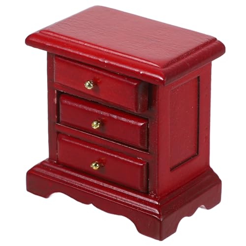 Hohopeti Mini-Möbel Dollhouse Schlafzimmermöbel kleine Puppenstubenmöbel Mini -Kabinett hölzern rot von Hohopeti