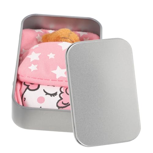 Hohopeti Mini Plüschbär Ornament Realistisches Stofftier Deko für Kinderzimmer Auto Innenraum und DIY Kreativspaß Niedliches Kleines Geschenk mit Schlafsack und Karte Brauner Kleiner von Hohopeti