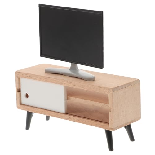 Hohopeti Mini-tv Fernsehen Mini-fälschung Winzig Stütze Klein Miniatur Dekoration Ornament Szene Spielzeugfernseher Kinderspielzeug Unterhaltung Holz von Hohopeti