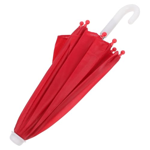 Hohopeti Miniatur Dollhouse Mini Regenschirm Rot Puppenhaus Zubehör Miniatur Szene Modell Dekorativer Mini Schirm für Puppen Leicht Kompakt Vielseitig Einsetzbar für Fotoshootings und von Hohopeti
