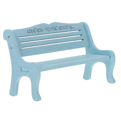 Hohopeti Miniatur Holzbank Puppenmöbel Deko Bank für Puppenhaus Wohnzimmer Schlafzimmer Garten Miniatur möbel Zubehör Blau von Hohopeti